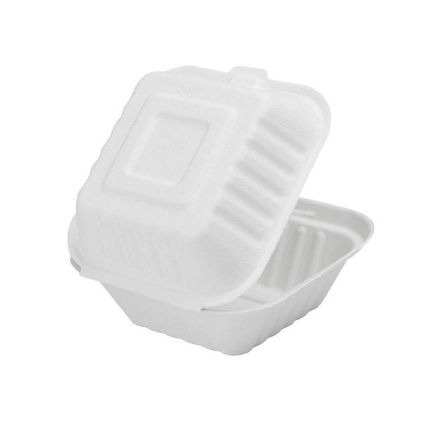 CCS6 | 6x6x3"Clamshell Eco-Friendly Square Sugarcane Containers  - 500 Pcs - Image 2