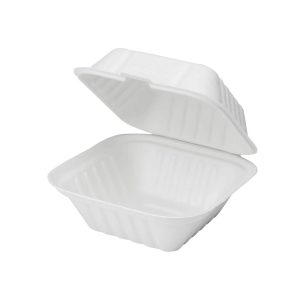 CCS6 | 6x6x3"Clamshell Eco-Friendly Square Sugarcane Containers  - 500 Pcs