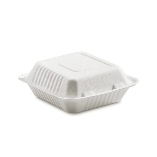 CCS9 | Clamshell Eco-Friendly Rectangular Sugarcane Containers 9x9x3" - 200 Pcs