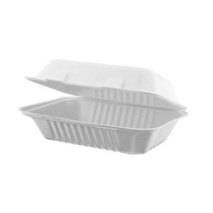 9”x6” Biodegradable Sugarcane Clamshell Box - 250Pcs
