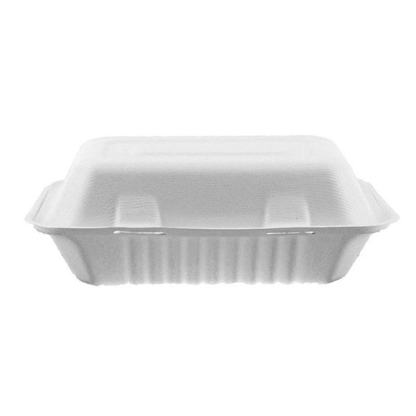 9”x6” Biodegradable Sugarcane Clamshell Box - 250Pcs - Image 3