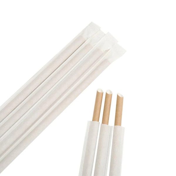 6x220mm Kraft Paper Straw Individually Wrapped - 5000 Pcs - Image 2