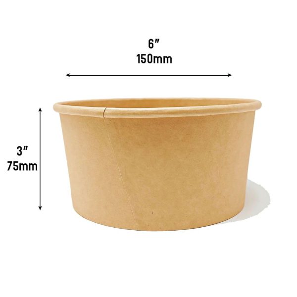 32oz | 1000ml Kraft Round Paper Bowl (Base Only) - 300 Pcs - Image 2