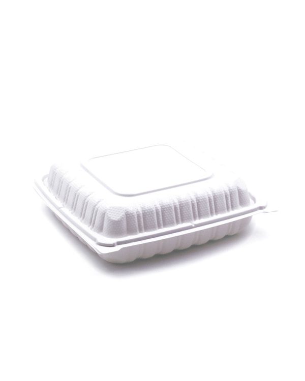 EP-81 | Square Clamshell PP Hinged Container 8x8x3" - 150 Pcs