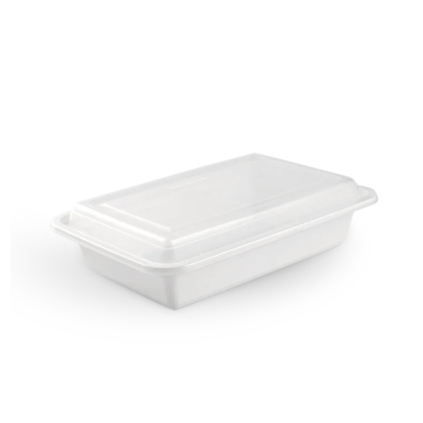32oz PP White Rectangular Container with lid - 150 set
