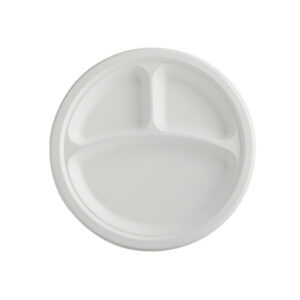9" 3 CP Sugarcane Round Plate - 500Pcs