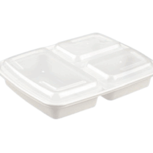 JF-339 | 3 Compartment (39oz) PP Containers with lid - 150 Set