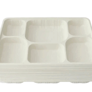 Cornstarch 6 compartment party trays - (40pcs x 8pk) 320pcs