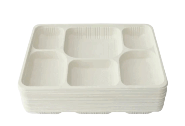 Cornstarch 6 compartment party trays - (40pcs x 8pk) 320pcs