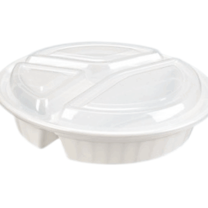 JR-348W | 48oz Round 3 compartment PP container with lids-150set