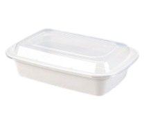 38oz White Rectangular with lids - 150 set